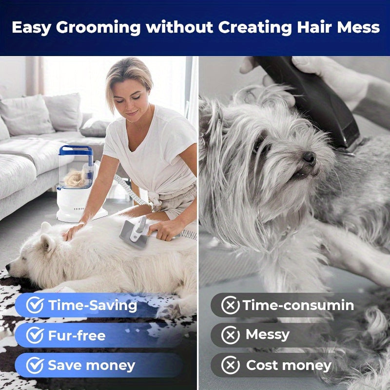 Set with Vacuum Cleaner, Pet Hair Trimming and Care Vacuum - 101.44oz Low Noise Dog Grooming Vacuum